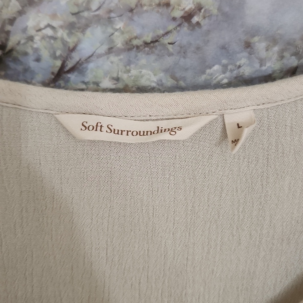 Soft Surroundings Size large Flowy Top With Open Bow Detail Lagenlook Coastal - Picture 6 of 12